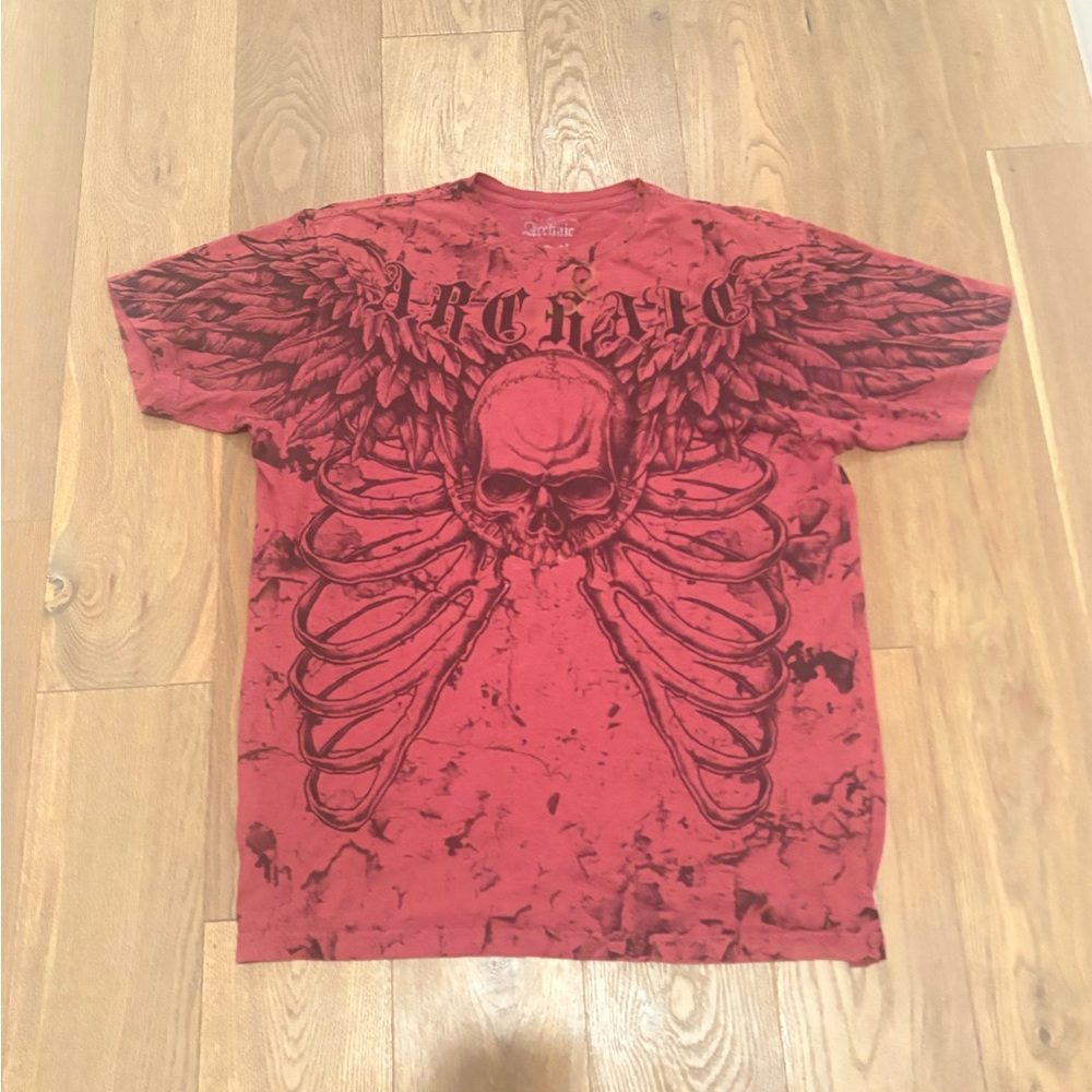 Archaic Red Winged Skull Tee